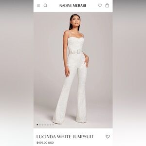 Nadine Merabi Lucinda Jumpsuit. White sequin XL. Like new.